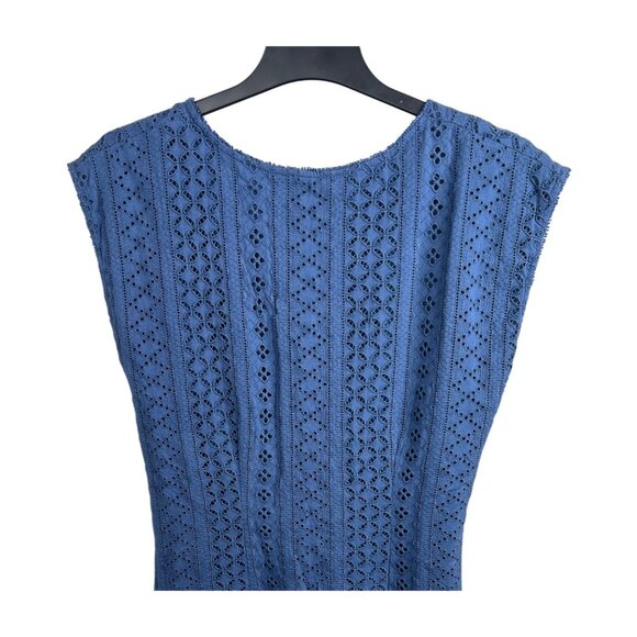 Free People Women's Blue Remember Me Embroidered Lace Mini Dress Open Back Large - Picture 5 of 14